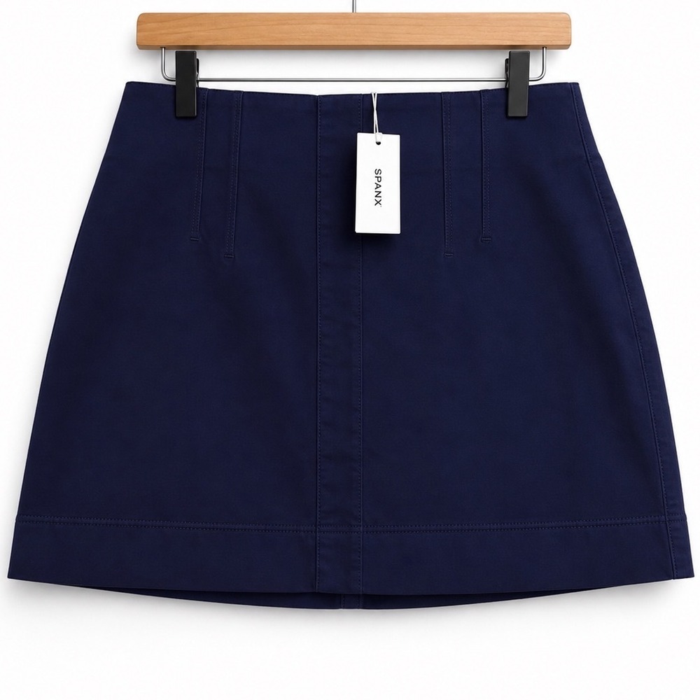 NEW Spanx Stretch Twill Mini Skirt Lapis Blue 21056R Womens Large NWT